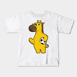 Giraffe as Soccer player with Soccer ball Kids T-Shirt